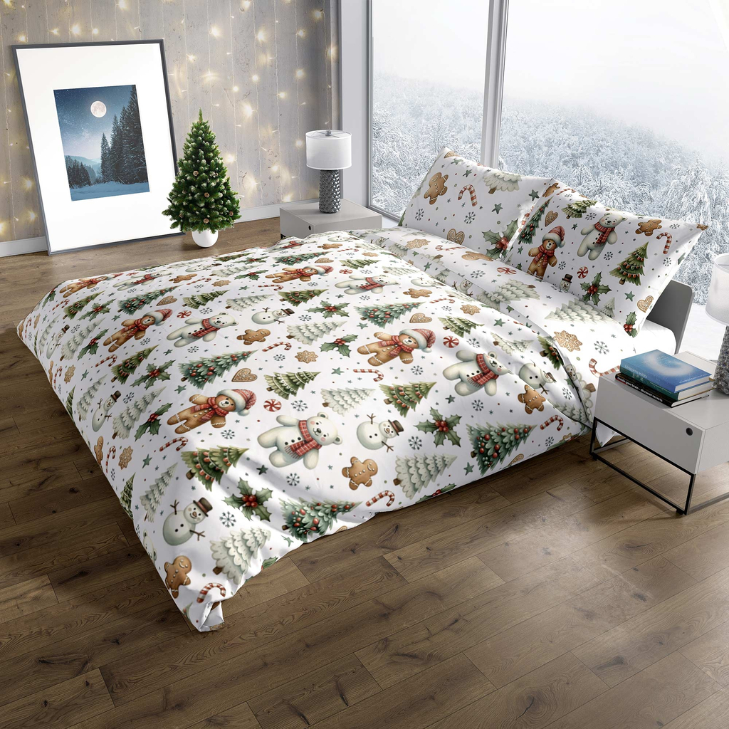 Vánoční povlečení bílé SCANDIC 140x200 cm