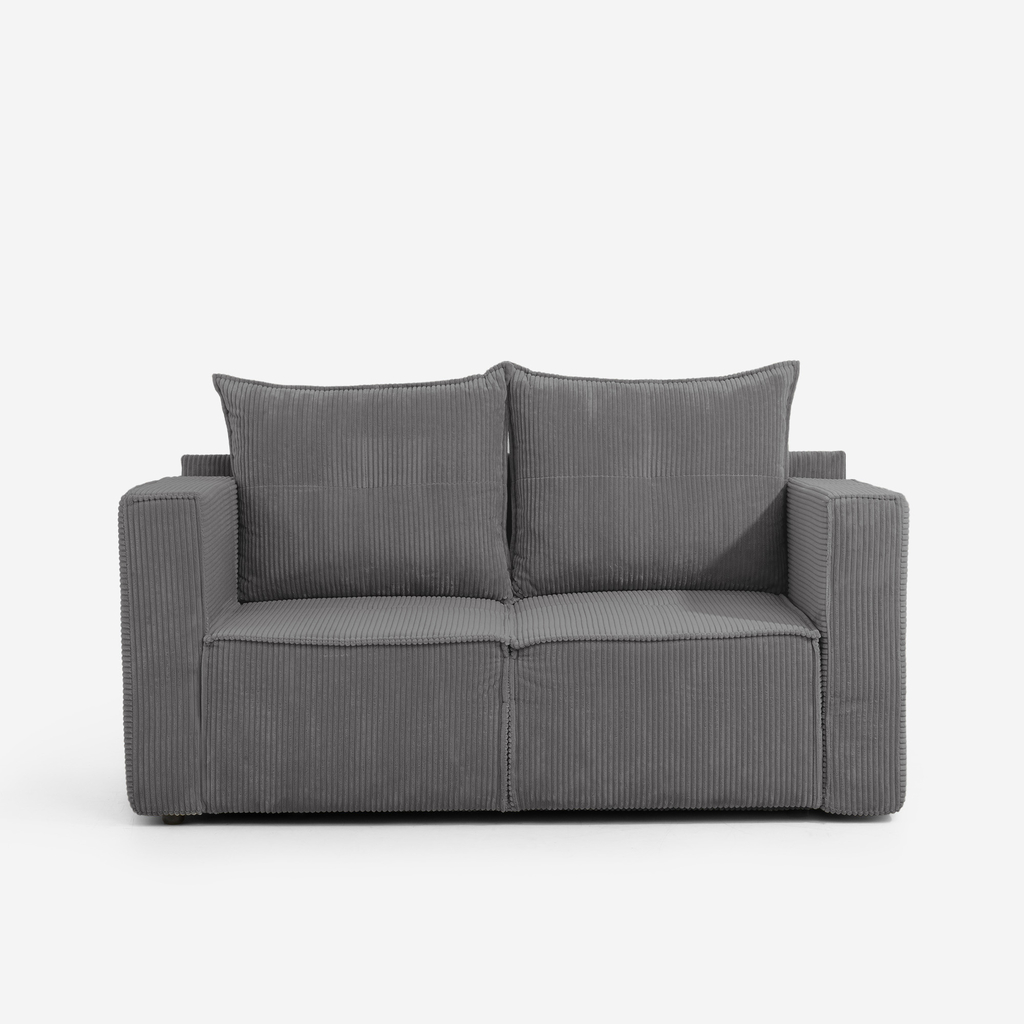 Manšestrová dvoumístná rozkládací pohovka šedá LUSO pravá