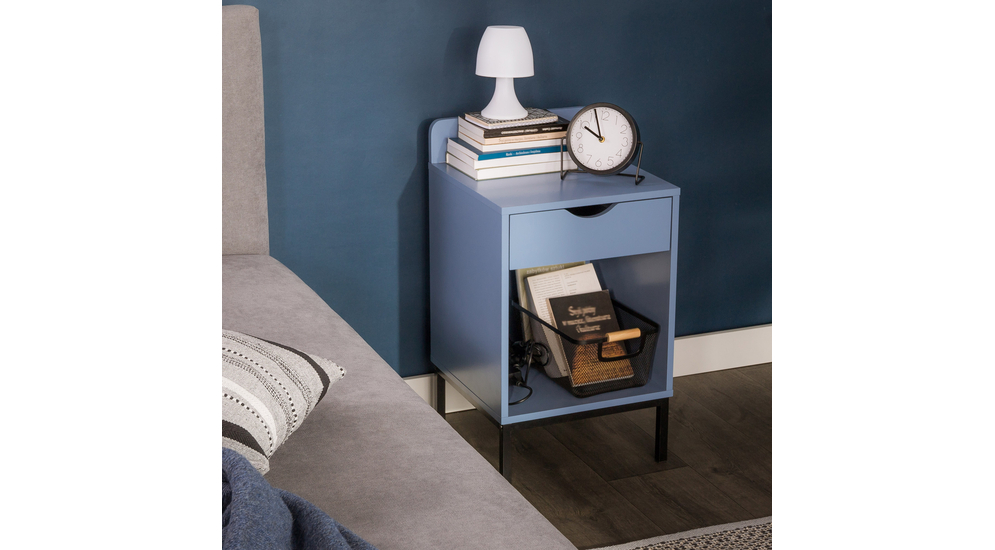 Modrý noční stolek SUAVE