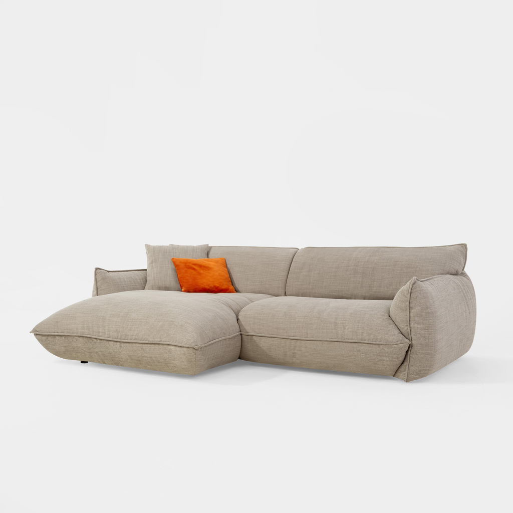 Rohová sedací souprava taupe FLUFFY levá