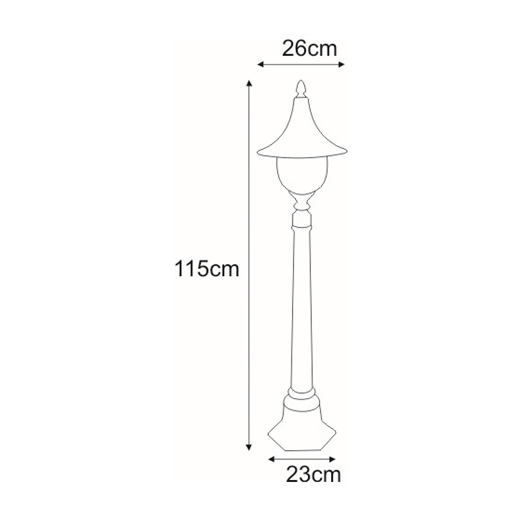 Lampa zewnętrzna outdoor stojąca wysoka czarna BOSTON - wymiary.