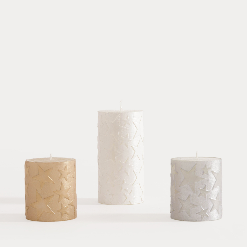 Dekorační svíčka HVĚZDA CHAMPAGNE 6,5x8 cm