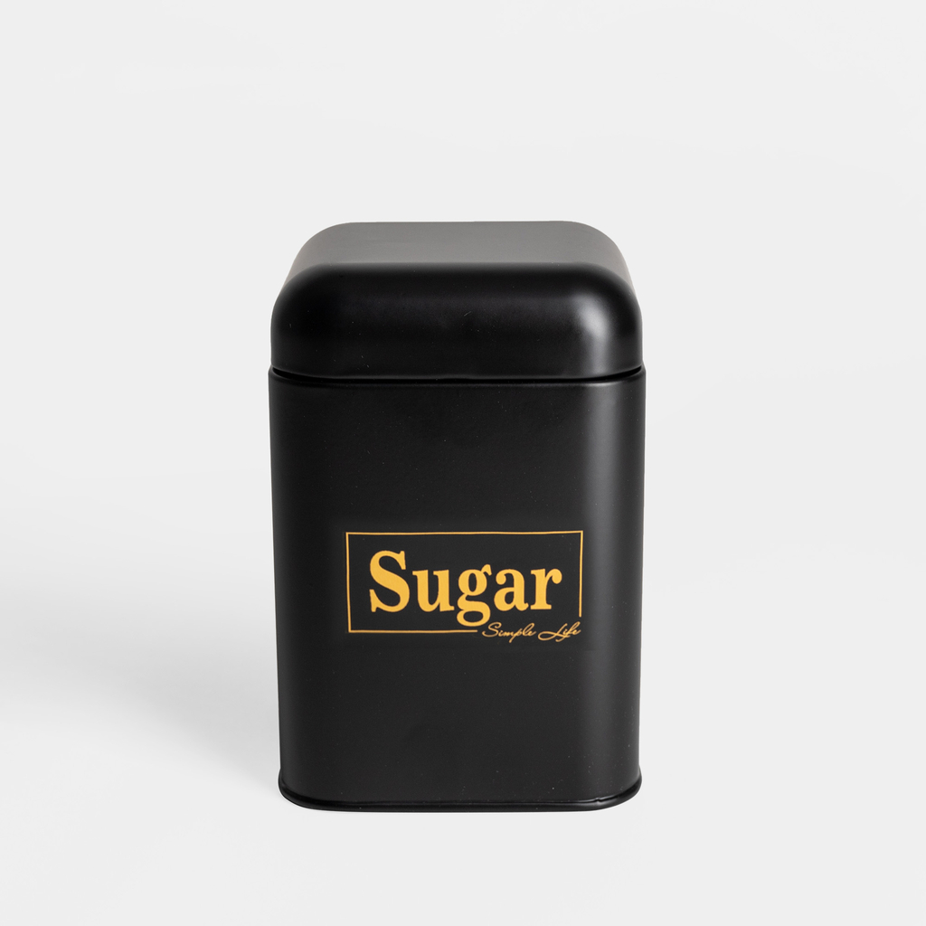 Plechová dóza do kuchyně černá SUGAR 19 cm