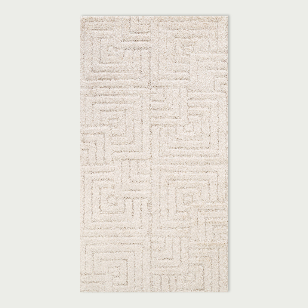 Krémový koberec geometrický 80x150 cm
