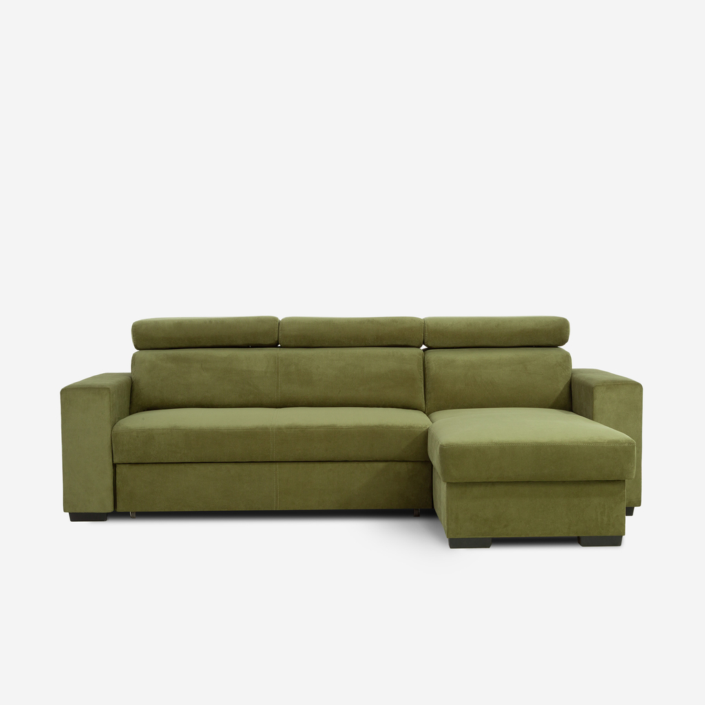 Rozkládací rohová sedací souprava olivově zelená MATRIX univerzální