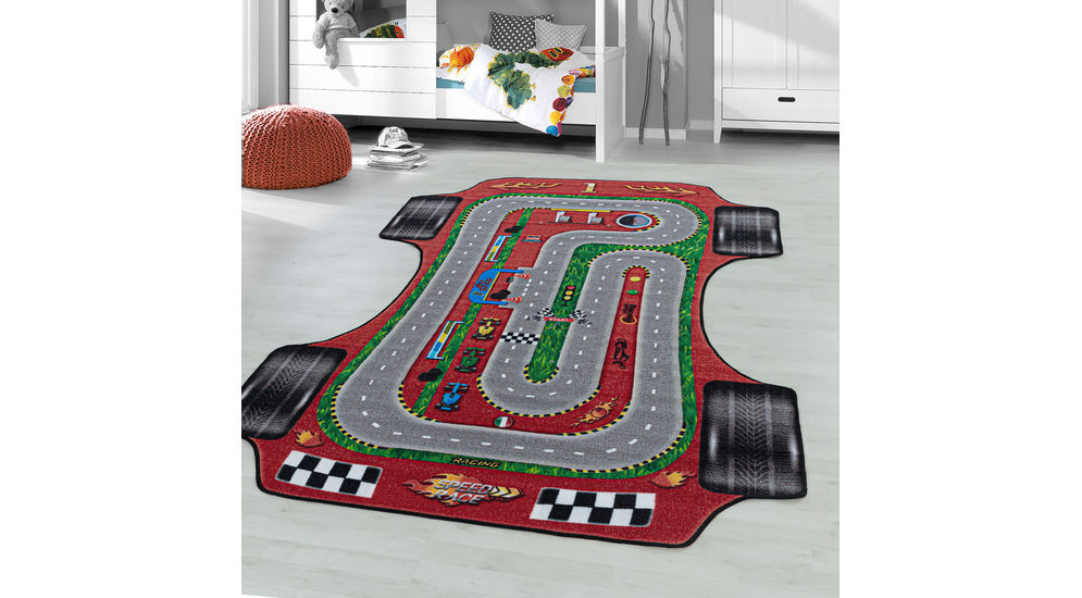Červený dětský koberec auto PLAY 120x170 cm