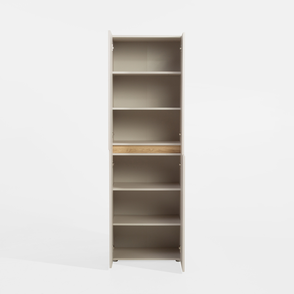 Čtyřdveřová šatní skříň LENS 60 cm kašmír/dub cremona.