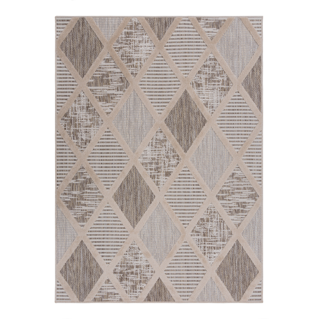 Venkovní koberec s kosočtvercovým vzorem v béžové barvě BOLONIA 120 x 160 cm