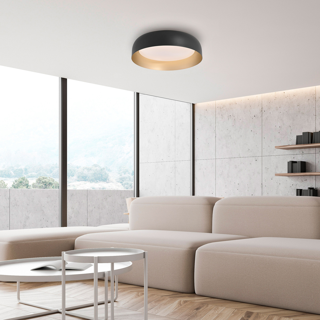 Černo-zlaté stropní LED svítidlo s dálkovým ovládáním OSKO 40 cm