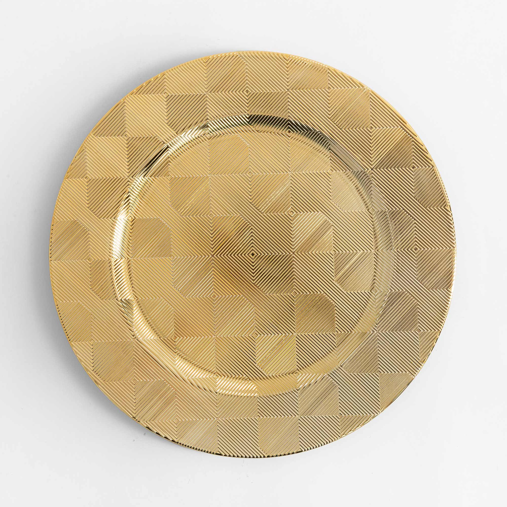 Talerz szachownica podtalerz złoty 33 cm