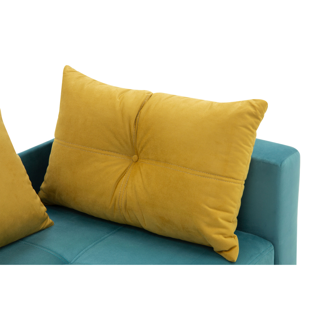 Modro-žlutá rozkládací pohovka LETTO pravá