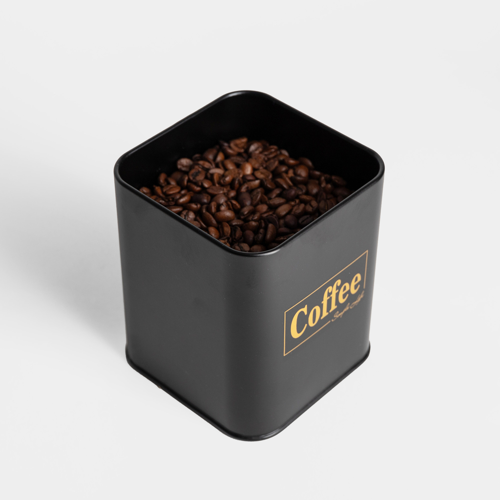 Plechová dóza do kuchyně černá COFFEE 19 cm