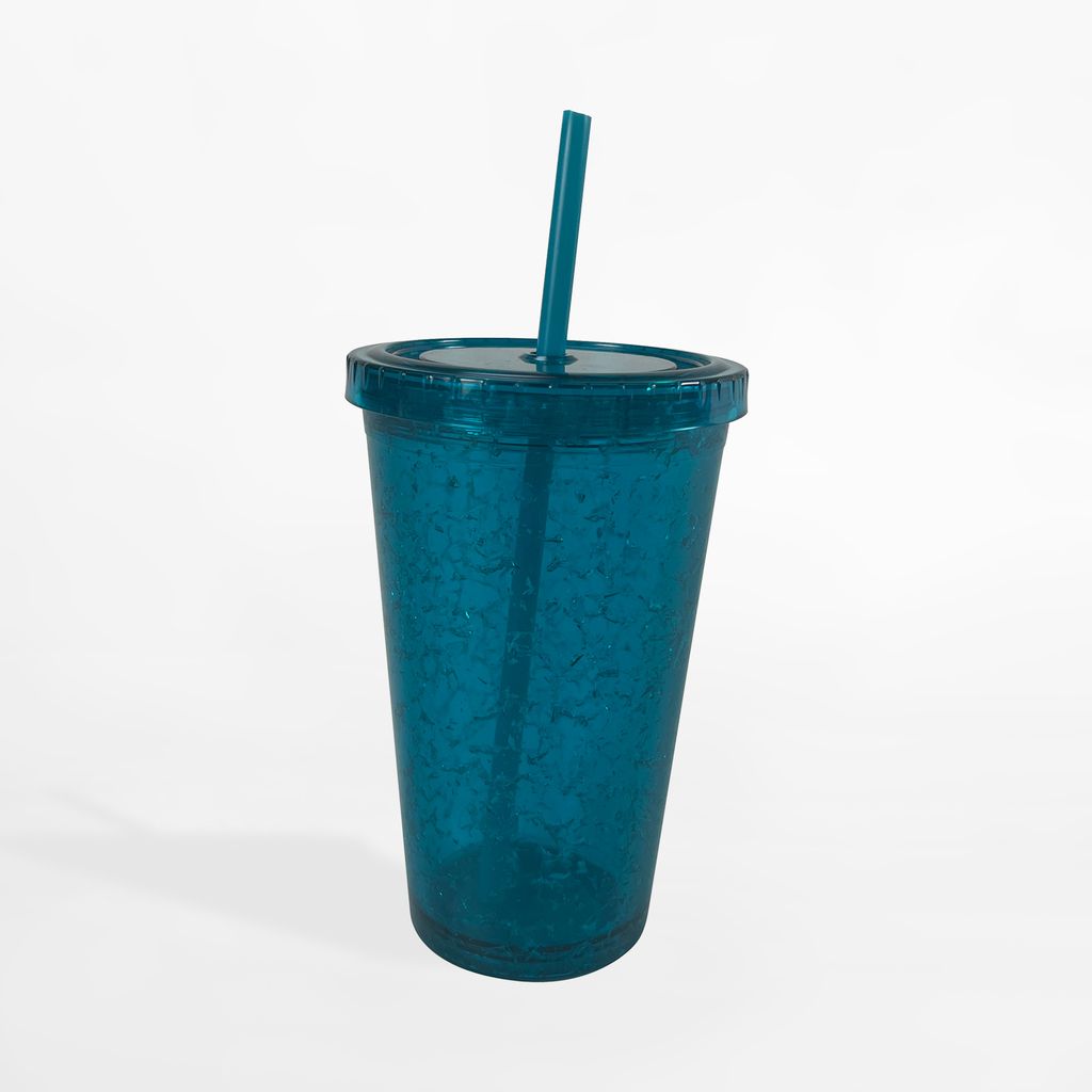 Plastový kelímek s brčkem modrý 500 ml