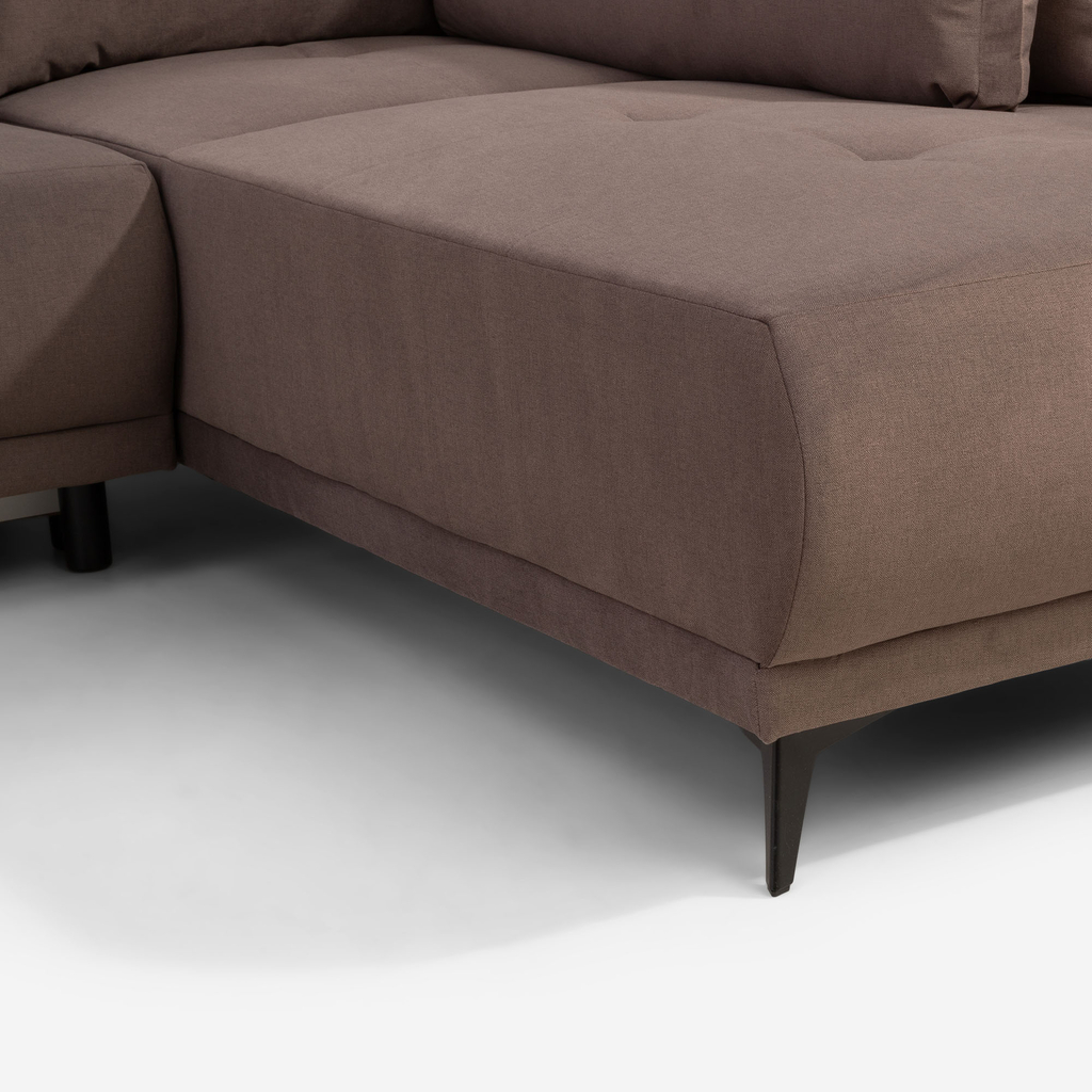 Rohová rozkládací sedačka hnědá LORENTO pravá