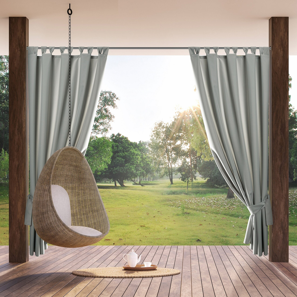 Závěs na terasu s pásky na suchý zip stříbrný GARDEN 155x220 cm