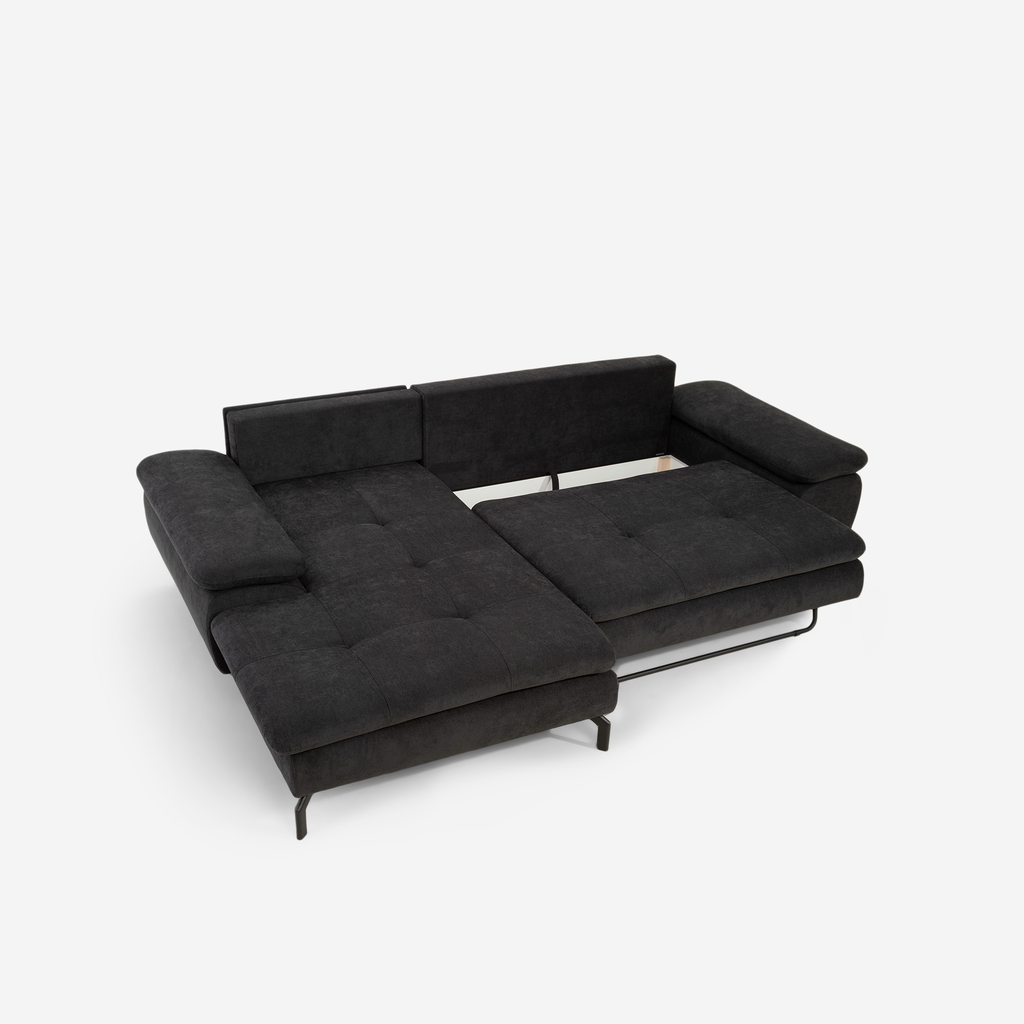 Černá rozkládací rohová sedačka Vespa levá