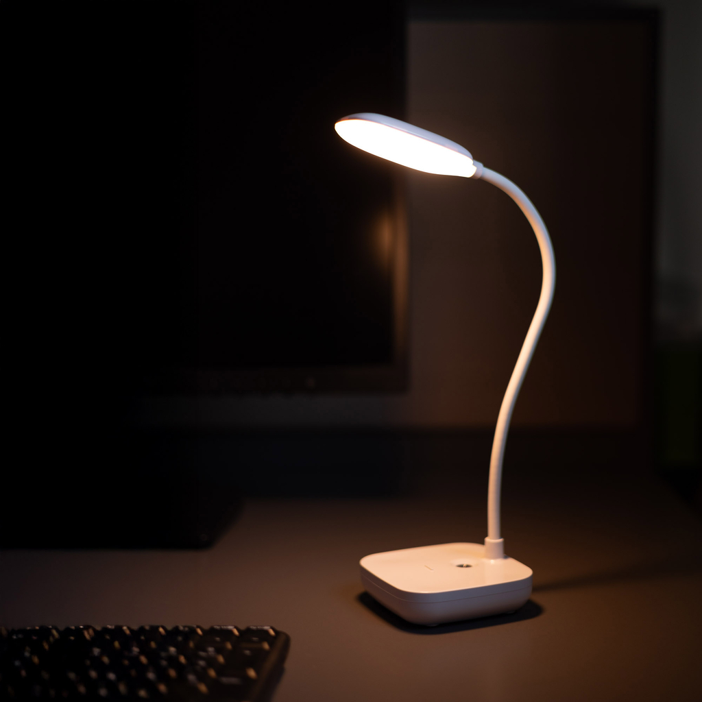 Bílá stolní lampa LED 7W s USB nabíjením