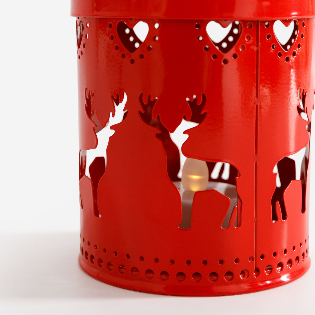 Dekorace lucerna LED červená sobi