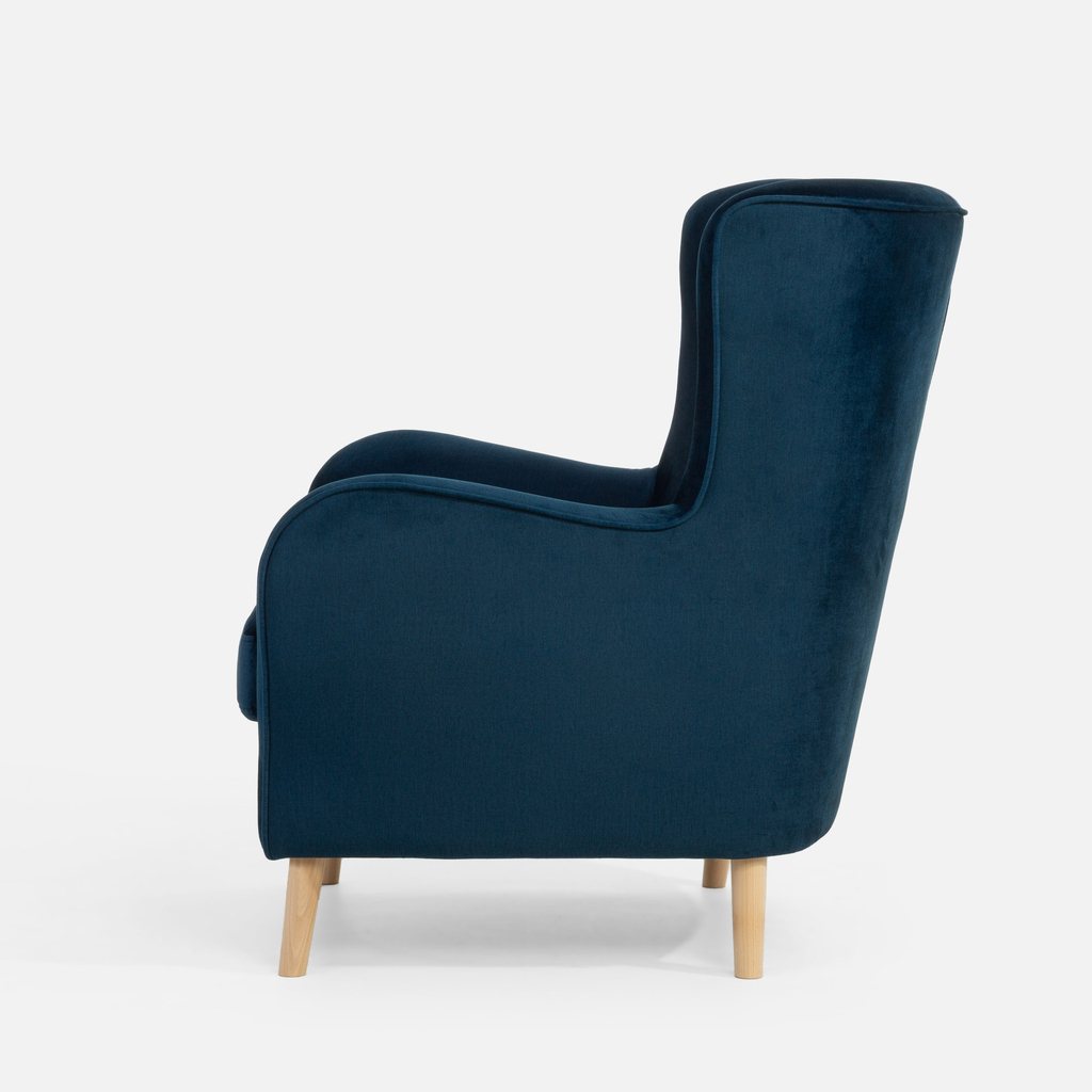 Modré čalouněné křeslo CARY