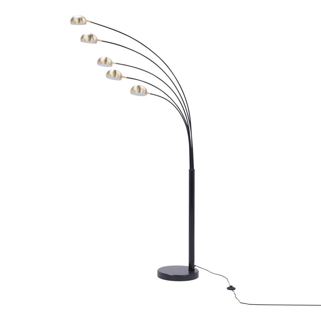 Moderní černo-zlatá stojací lampa ZODIAC 5