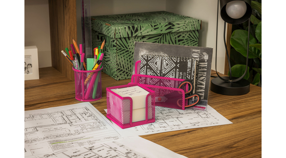 Růžový kancelářský set na psací stůl, 4 kusy