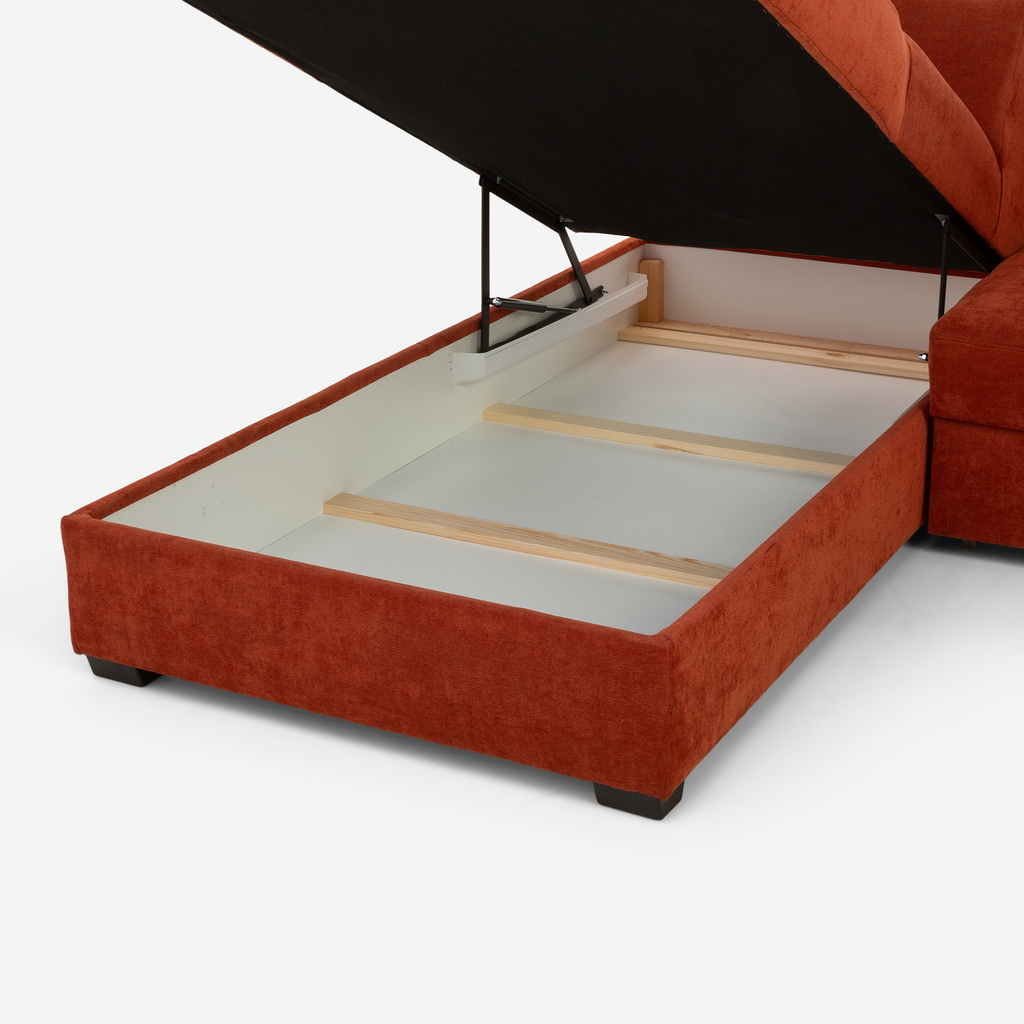 Cihlová rozkládací rohová sedací souprava FEN 5P levá