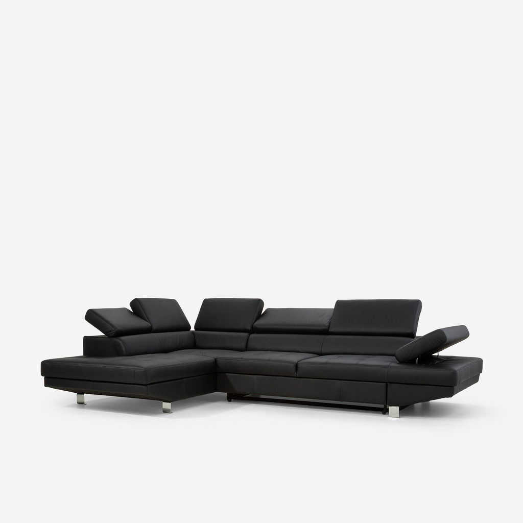 Rozkládací kožená rohová sedací souprava VANILLA NEW levá