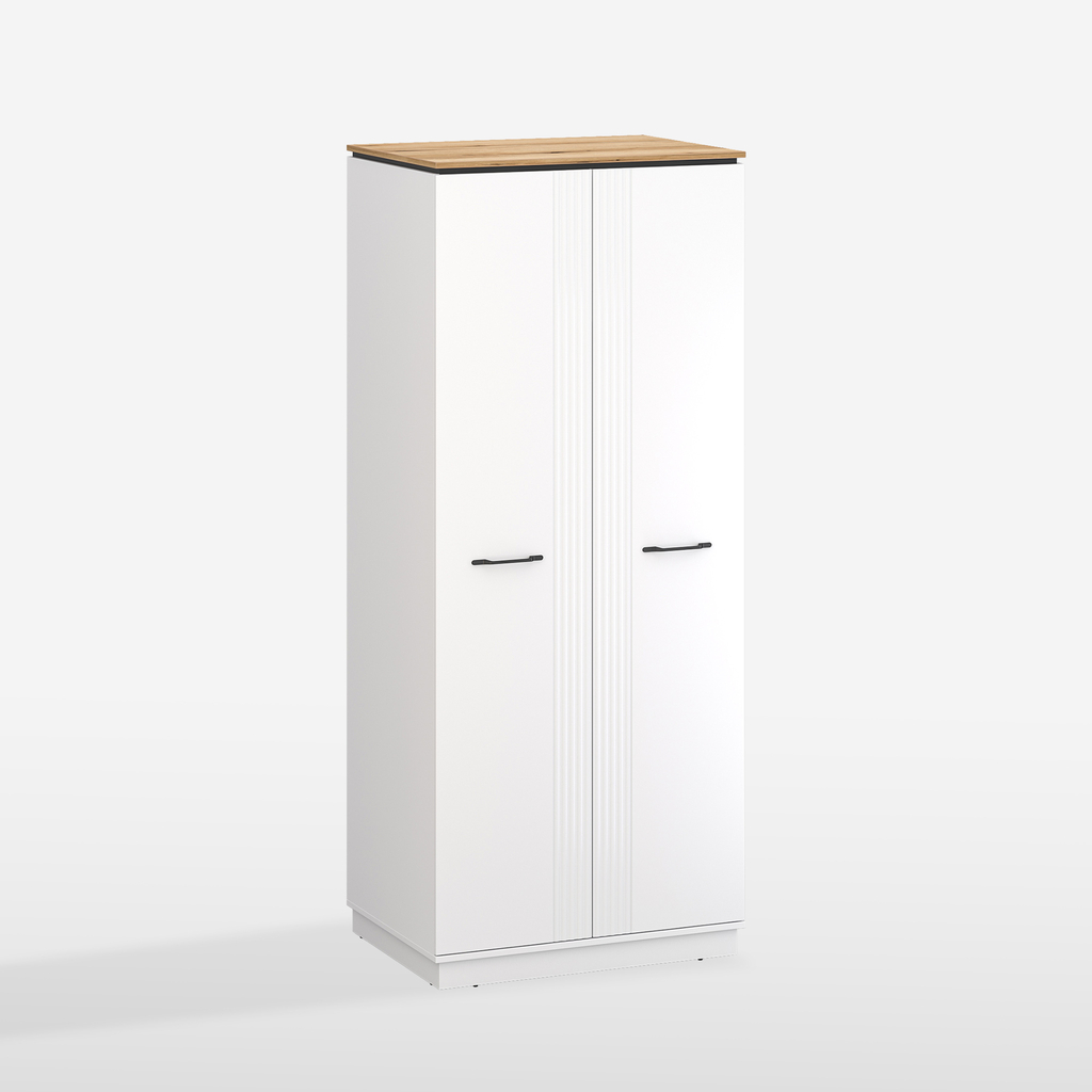 Bílá skříň s drážkováním VELUTTO