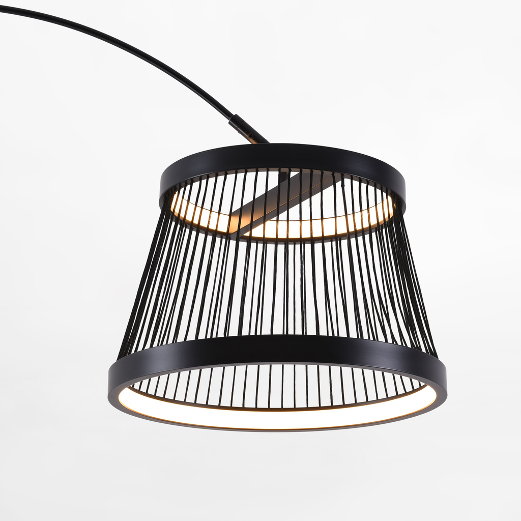 Černá LED stojací lampa BALU s dálkovým ovládáním