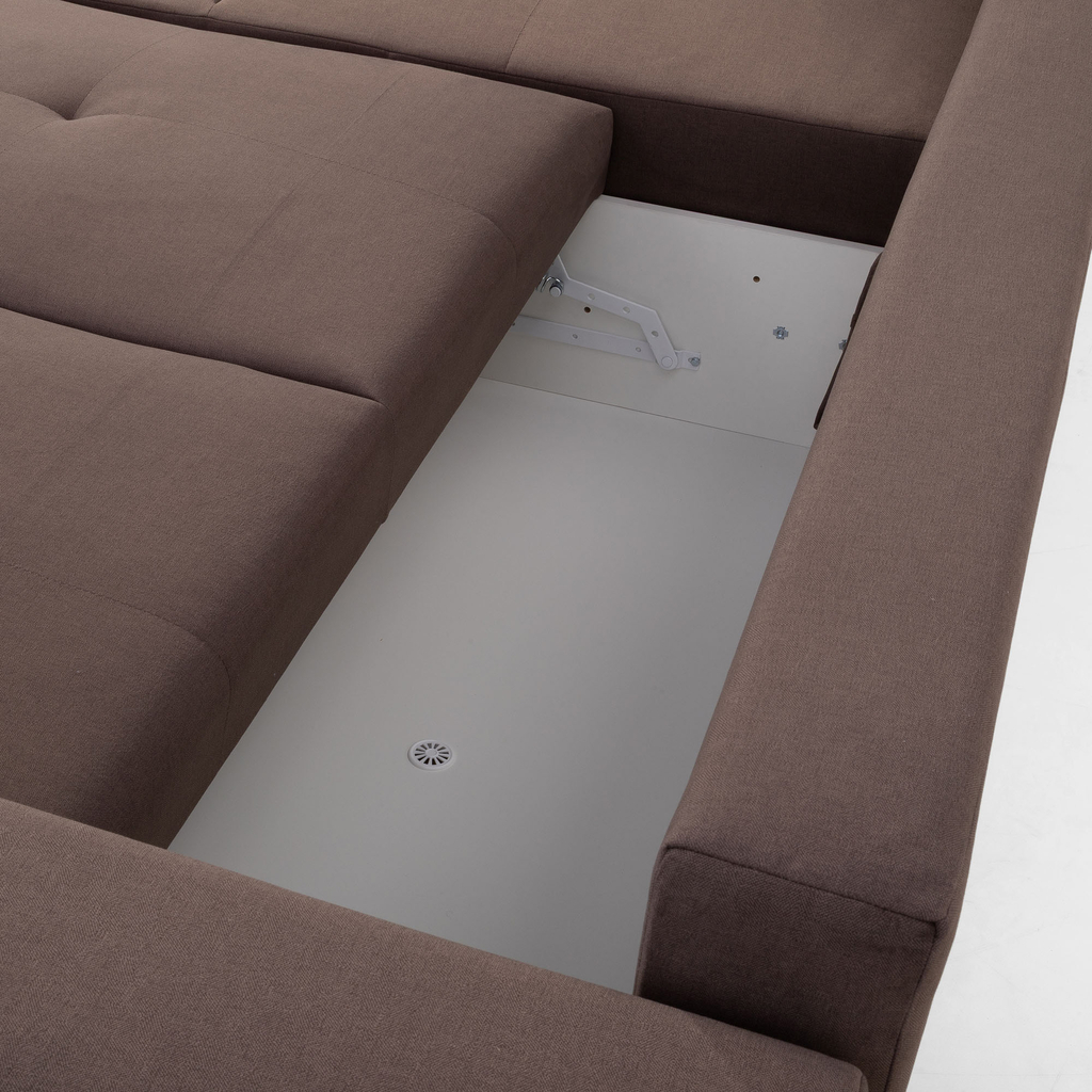 Rohová rozkládací sedačka hnědá LORENTO levá