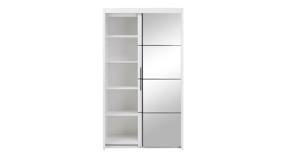 Skříň s posuvnými dveřmi se zrcadlem bílá INOVA 120 cm
