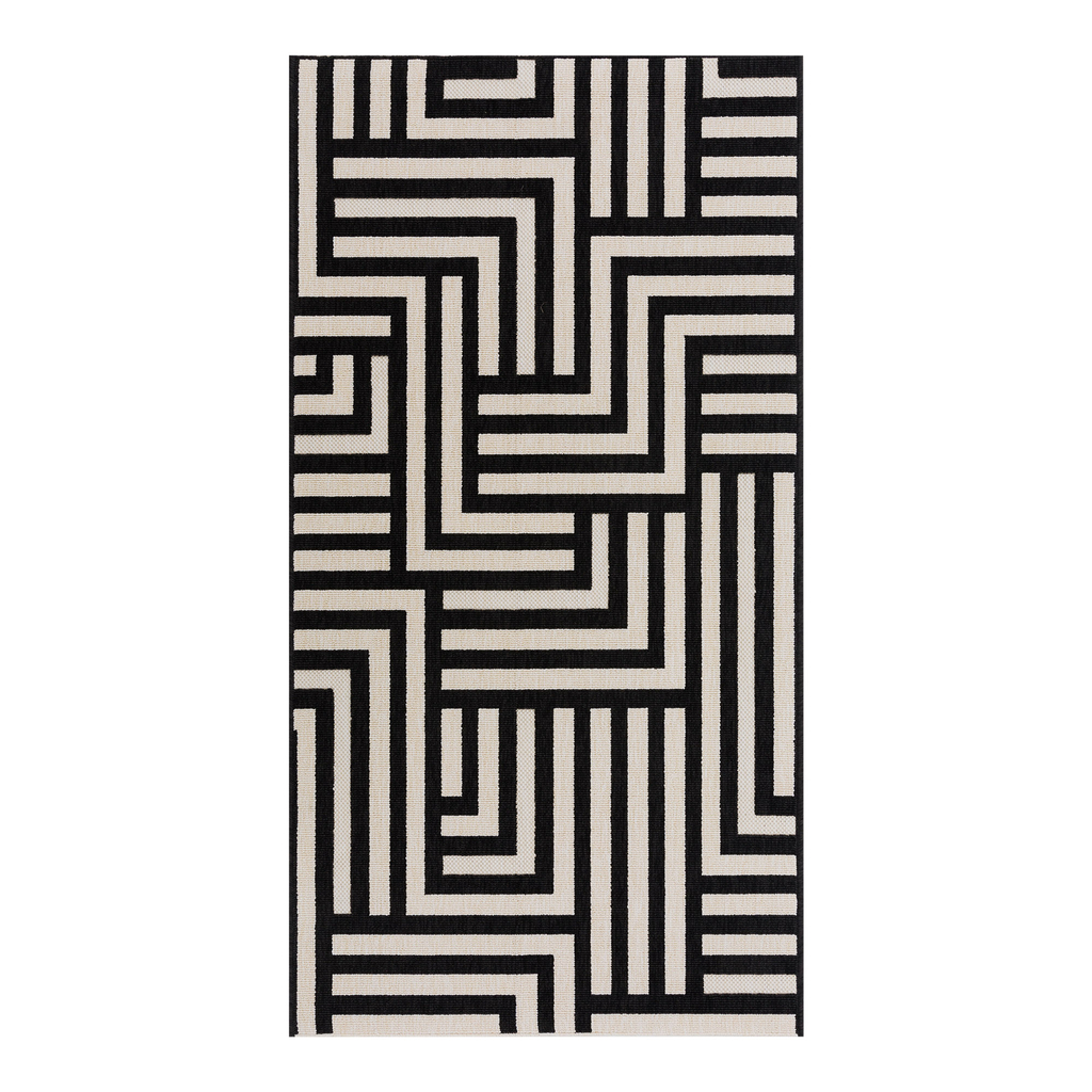 Venkovní koberec s černým vzorem STIARNA 80x150 cm