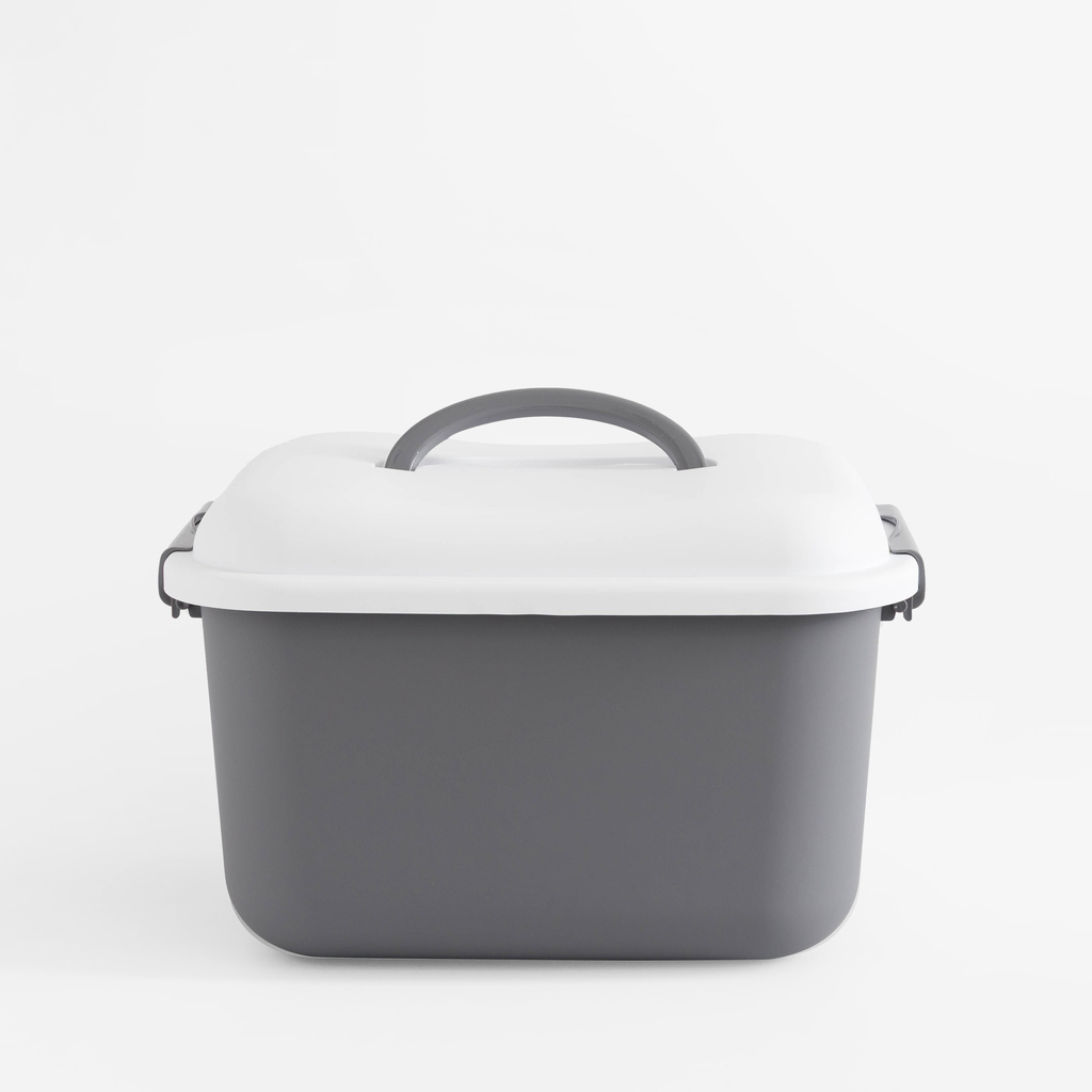 Úložný box na kolečkách, bílo-šedý 46x37x30 cm