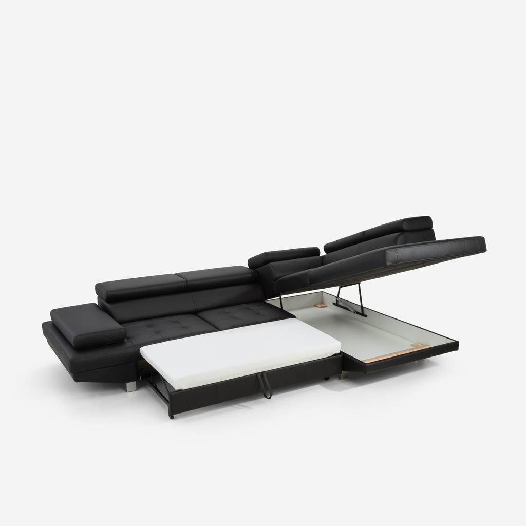 Rozkládací kožená rohová sedací souprava VANILLA NEW pravá