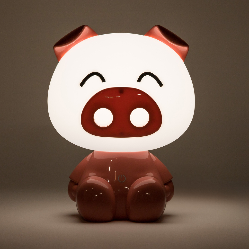 Růžová dětská noční LED lampička PRASÁTKO