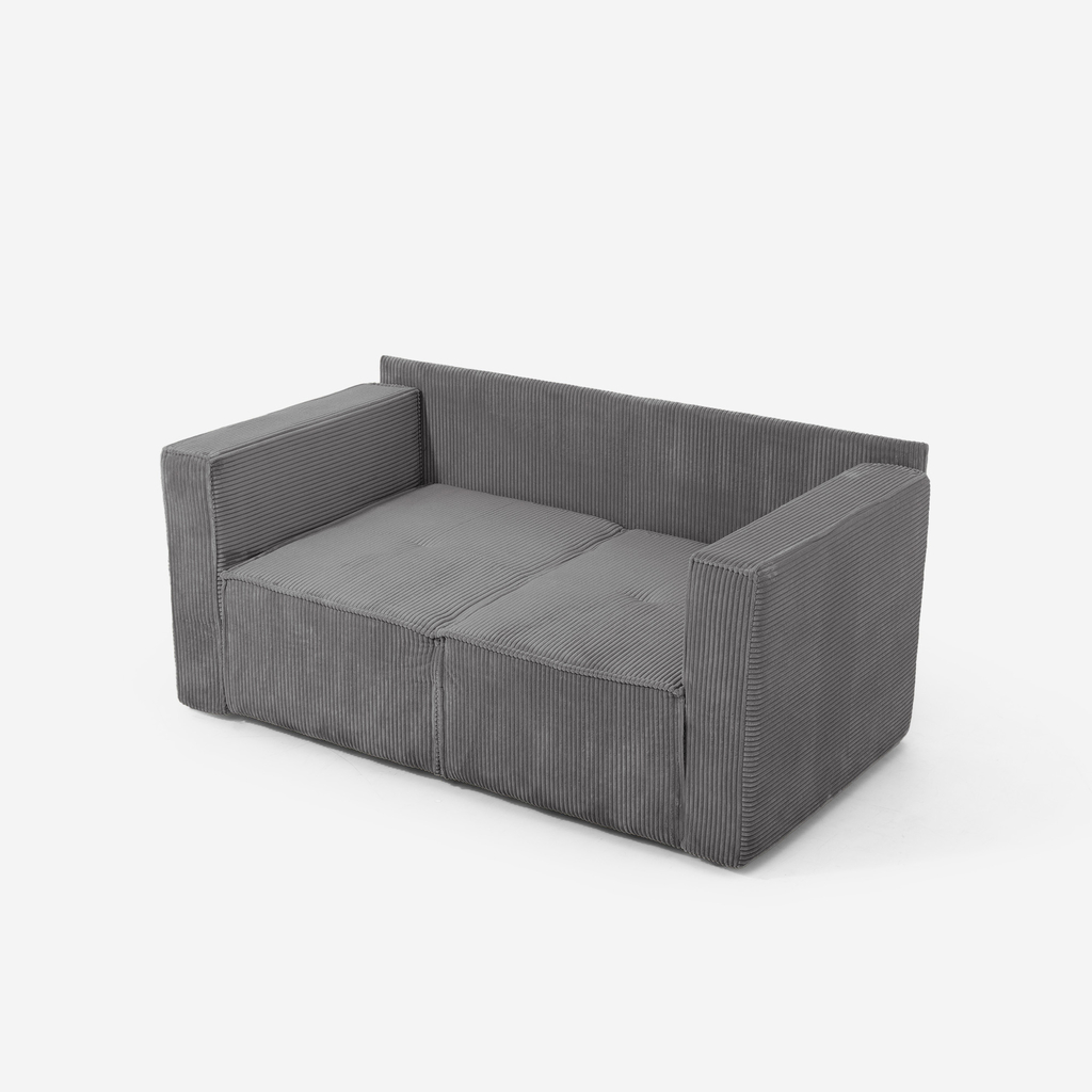 Manšestrová dvoumístná rozkládací pohovka šedá LUSO levá