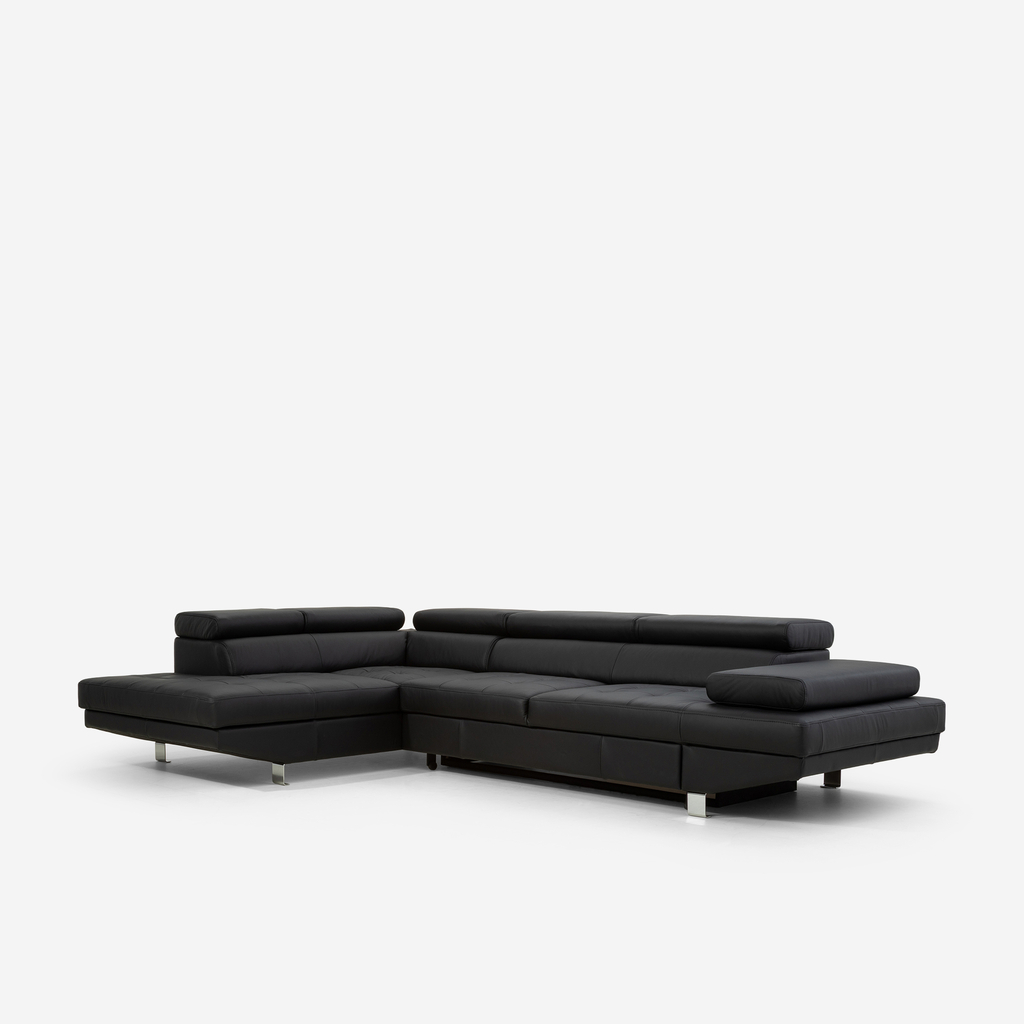 Rozkládací kožená rohová sedací souprava VANILLA NEW levá