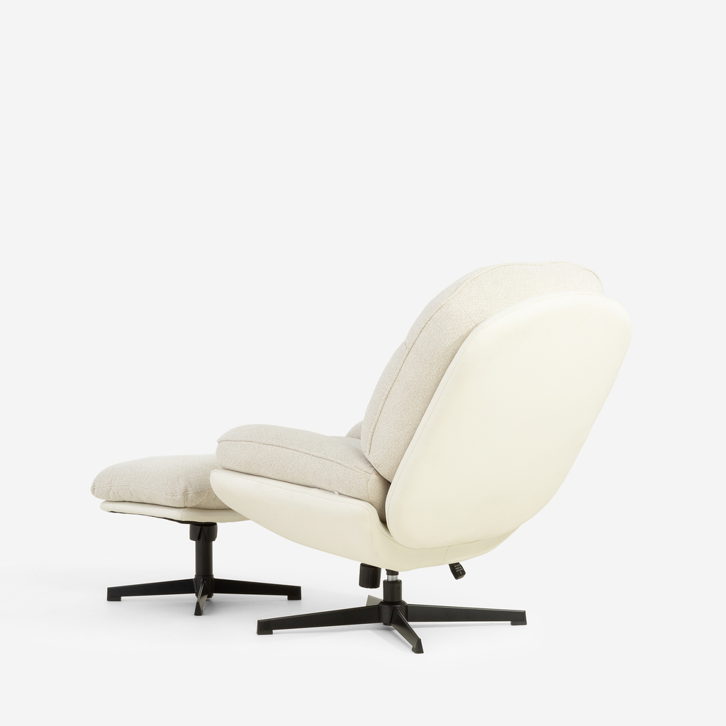 Otočné čalouněné křeslo s podnožkou béžové KIRA