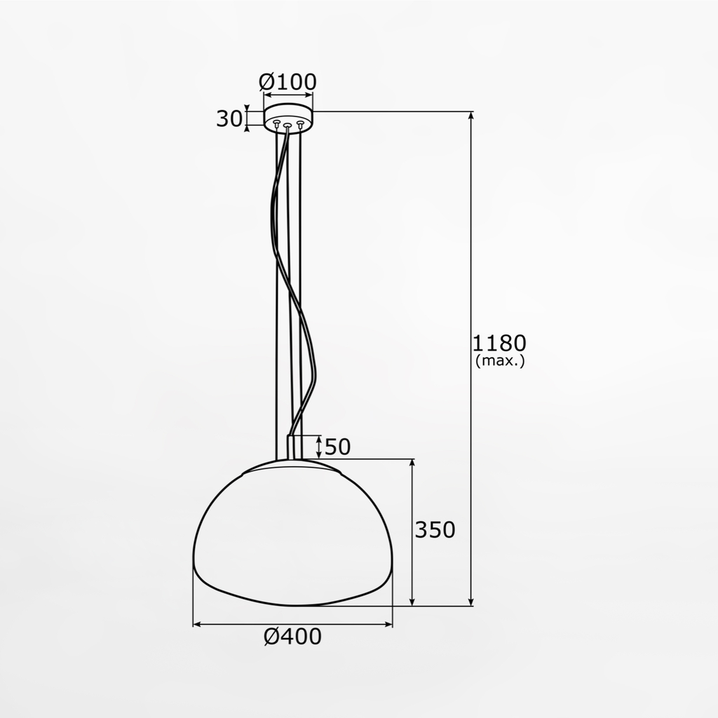 Černé závěsné svítidlo TRINI fi 40 cm