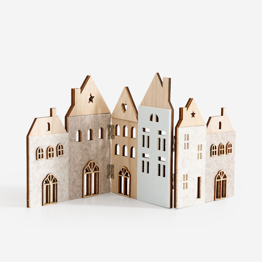 Dekorace DOMKY 48,5x20,5 cm