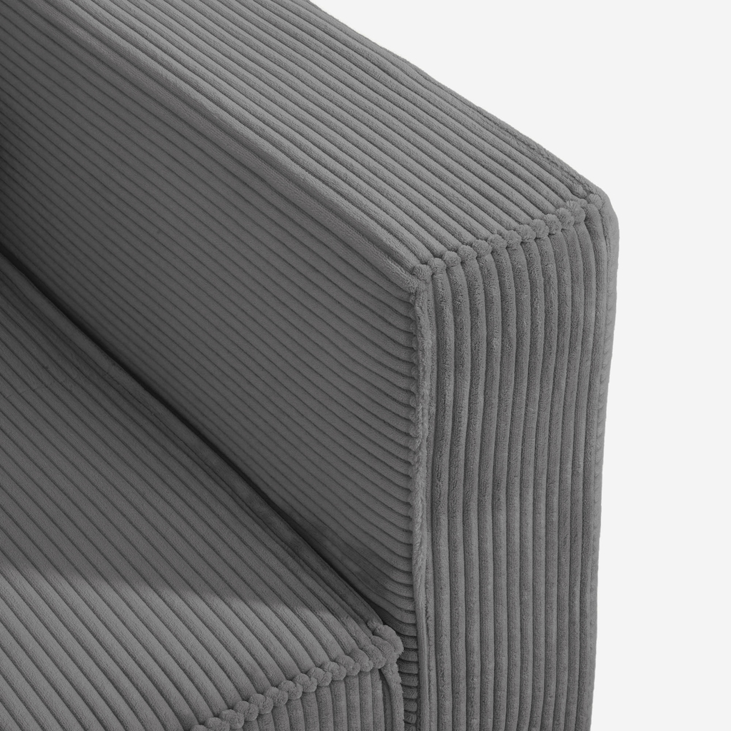 Manšestrová dvoumístná rozkládací pohovka šedá LUSO levá