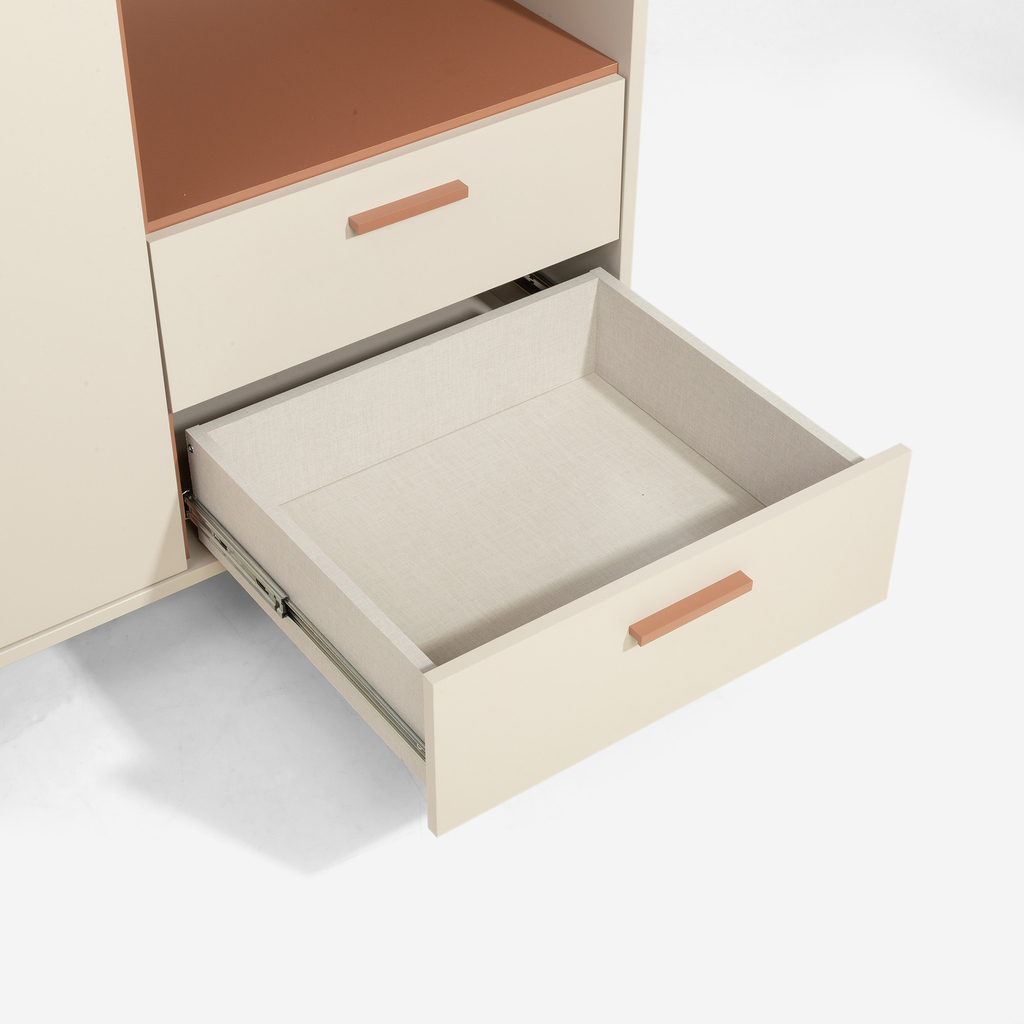 Vysoká šatní skříň se zásuvkami písková barva MILLES