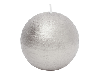 Svíčka stříbrná koule RUSTIC 8 cm