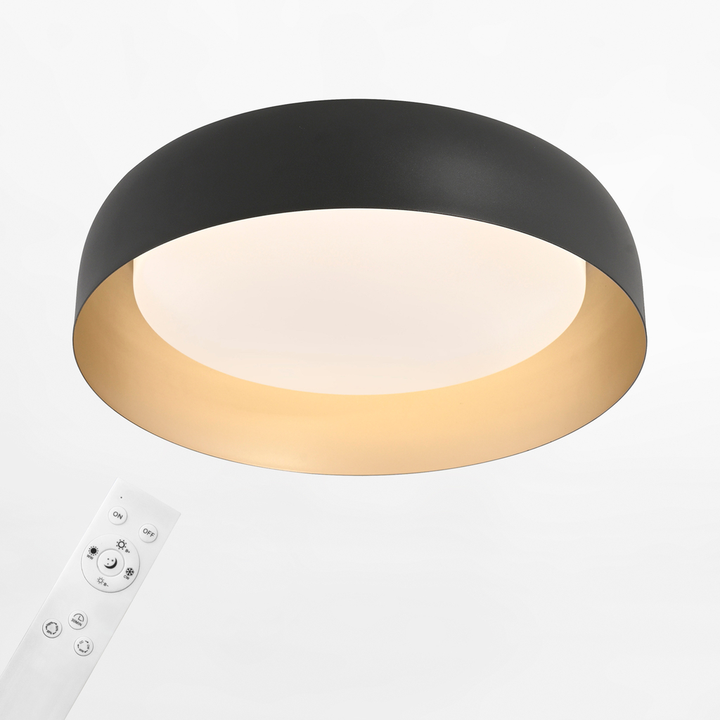Černo-zlaté stropní LED svítidlo s dálkovým ovládáním OSKO 40 cm