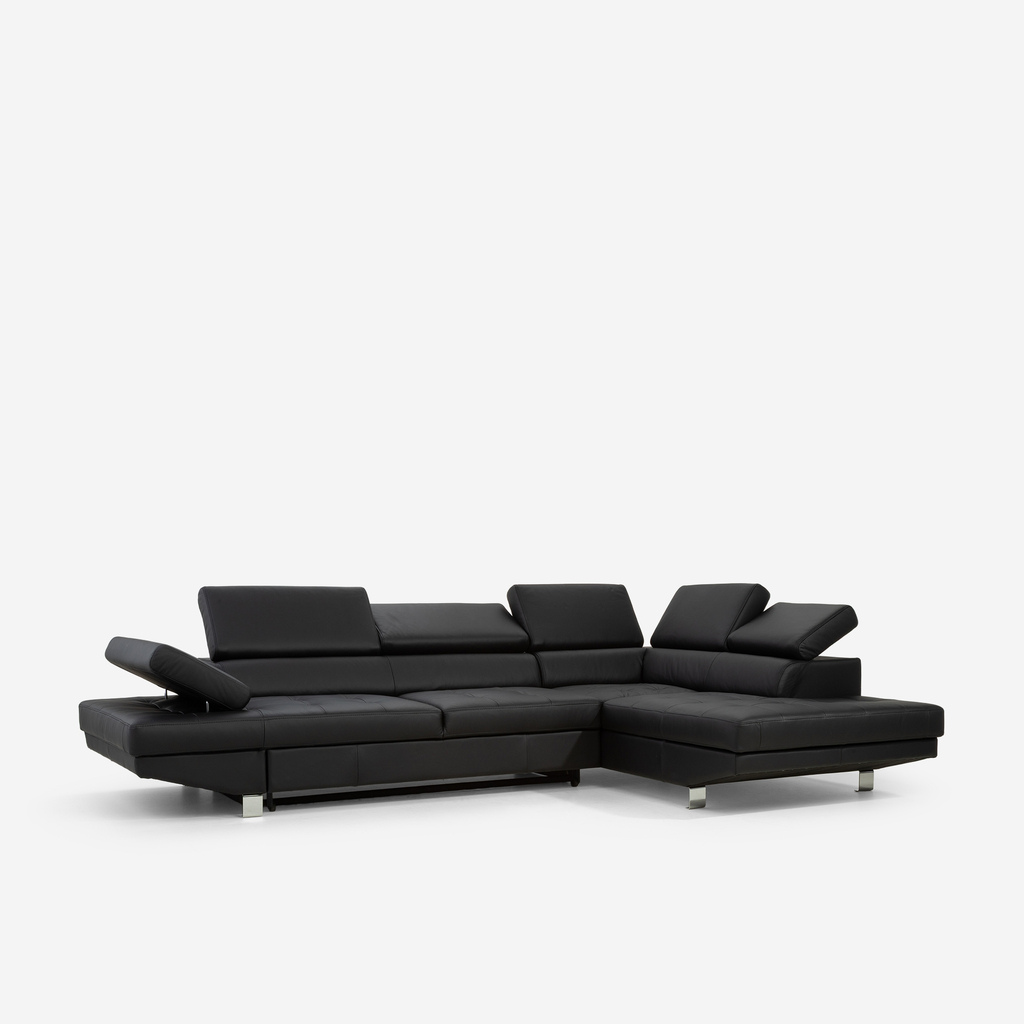 Rozkládací kožená rohová sedací souprava VANILLA NEW pravá