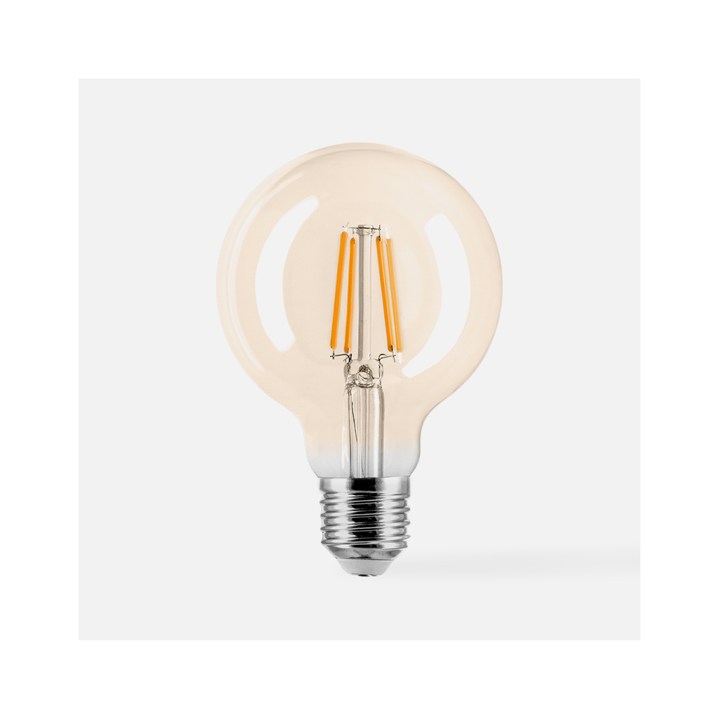 LED žárovka teplá barva ORO-AMBER-E27-G80-4W-WW