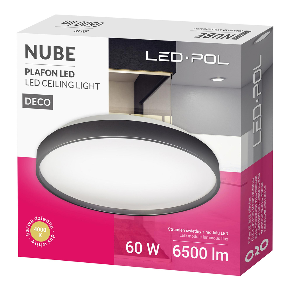 Černé stropní svítidlo LED 60W ORO NUBE