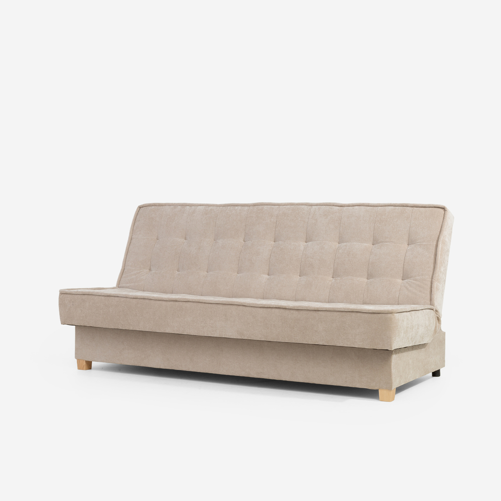 Béžová prošívaná rozkládací pohovka MIKO