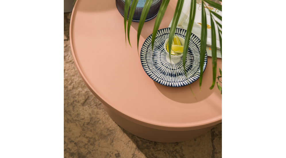 Růžový kulatý zahradní stolek ULMONDO