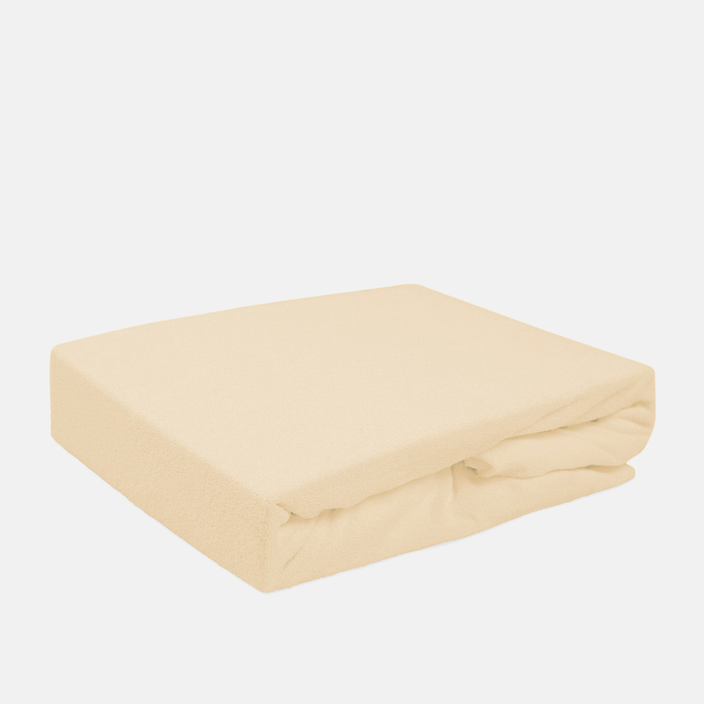 Froté prostěradlo s gumou světle béžové PREMIUM 90x200 cm